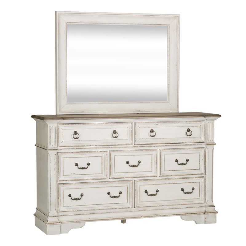 Liberty Furniture Traditional Abbey Park Wood White Dresser & Mirror