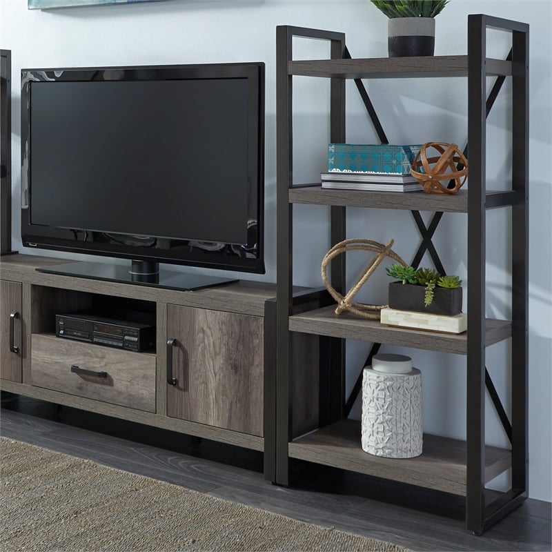 Tanners Creek Melamine Entertainment Center w Piers - Gray