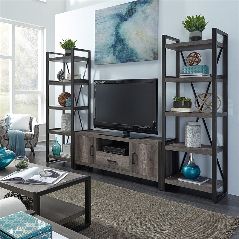 Tanners Creek Medium Gray Opt Entertainment Center w Piers