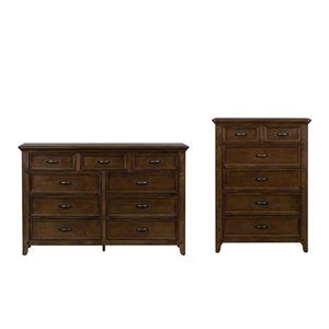 2 piece bedroom set with wooden 9 drawer dresser and 5 drawer chest