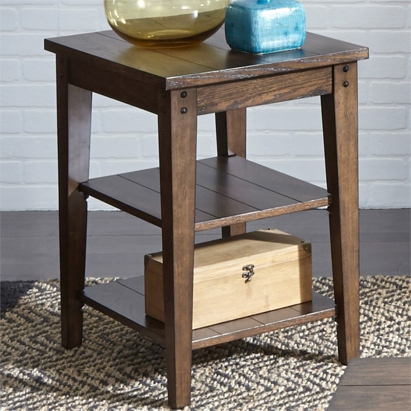 2 Piece Coffee Table and Tier Side Table Set in Oak