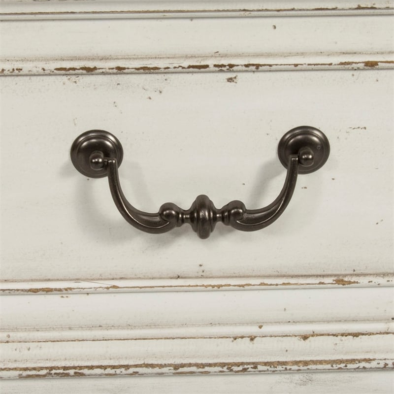 2 Piece Vinage Distressed Armoire and Dresser Mirror Set in White