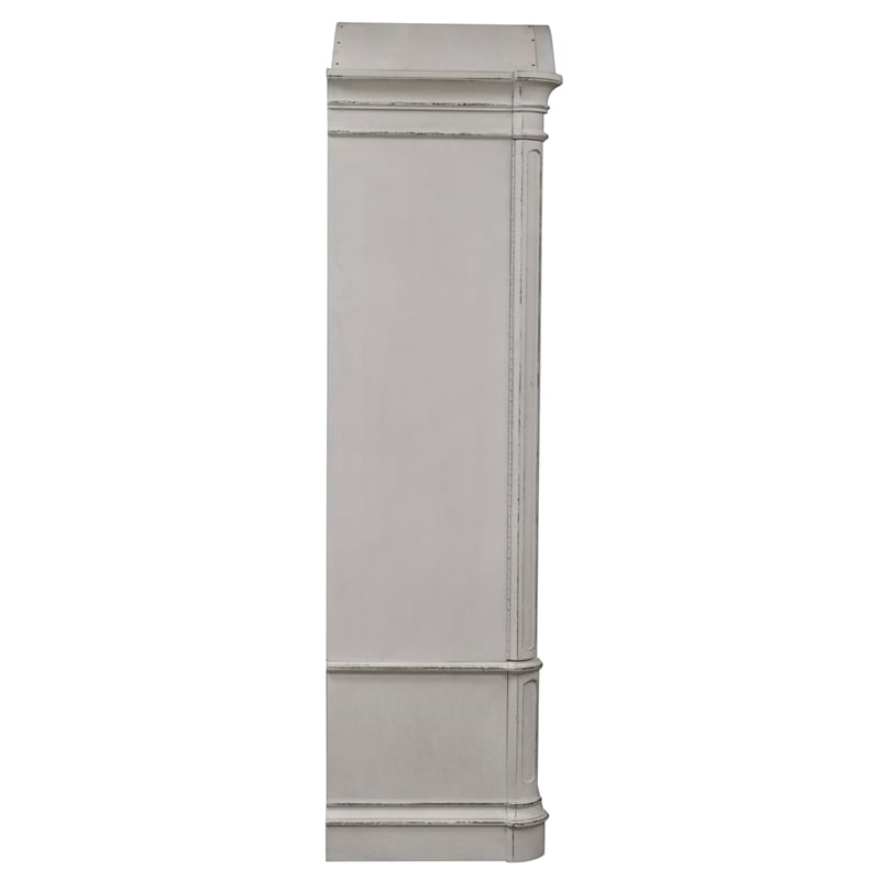 2 Piece Vinage Distressed Armoire and Dresser Mirror Set in White