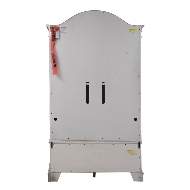 2 Piece Vinage Distressed Armoire and Dresser Mirror Set in White