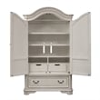 2 Piece Vinage Distressed Armoire and Dresser Mirror Set in White