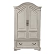 2 Piece Vinage Distressed Armoire and Dresser Mirror Set in White