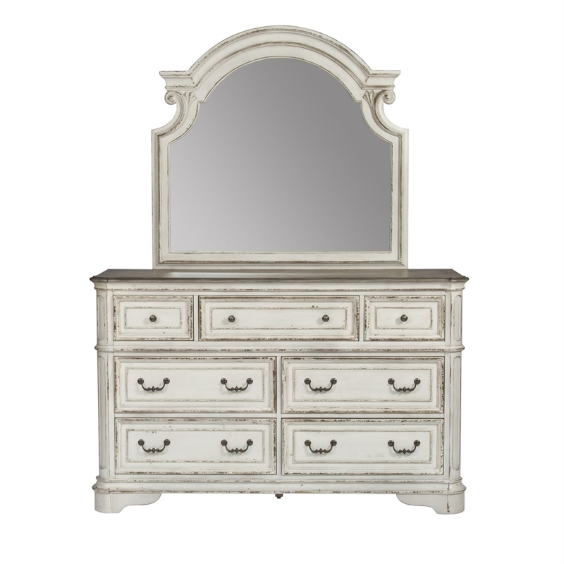 3 Piece Rustic Farmhouse Set With Dresser And Chest Mirror