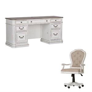 2 Piece Set With Executive Desk and Desk Chair in French Rustic