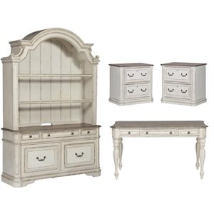 Liberty Furniture Magnolia Manor 5 Piece Home Office Set in White