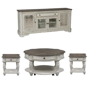 4 Piece Living Room Coffee Table with TV Stand and Set of 2 End Table