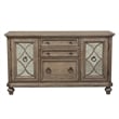 3 Piece Office Set of Credenza with Hutch and Desk in Washed Gray