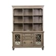 3 Piece Office Set of Credenza with Hutch and Desk in Washed Gray