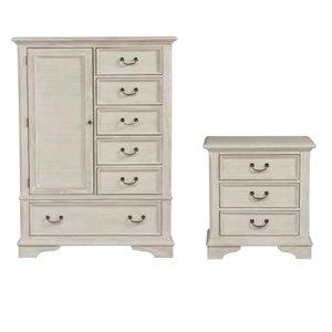 2 piece country farmhouse 3 drawer night stand and armoire chest
