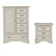 2 Piece Country Farmhouse 3 Drawer Night Stand and Armoire Chest