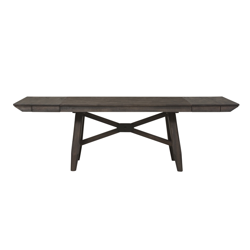 Double Bridge Dark Brown 6 Piece Trestle Table Set