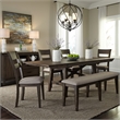 Double Bridge Dark Brown 6 Piece Trestle Table Set
