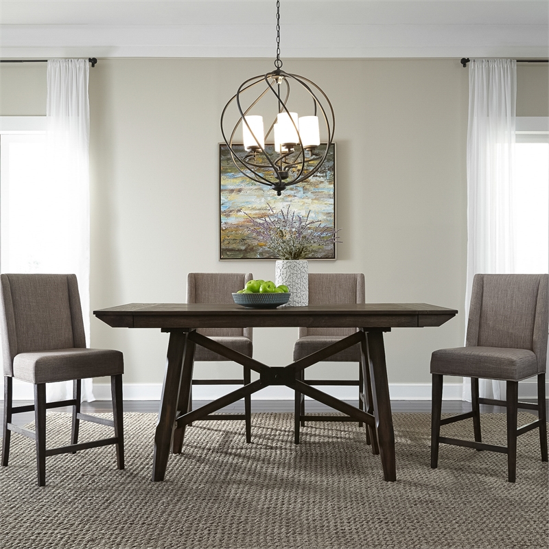 Double Bridge Dark Brown Opt 5 Piece Gathering Table Set