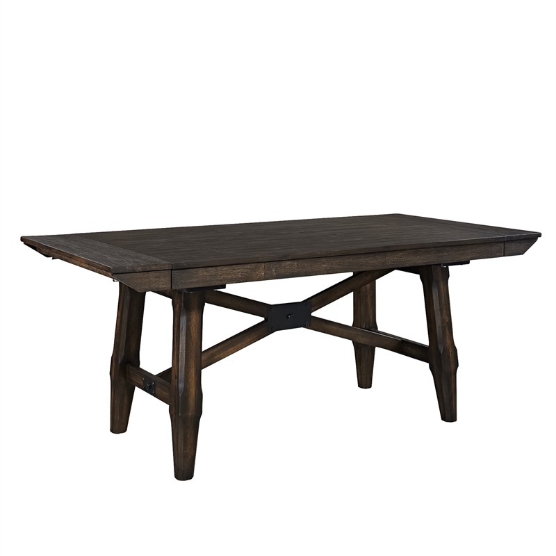 Double Bridge Dark Brown Opt 5 Piece Trestle Table Set
