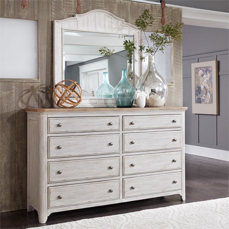 Farmhouse Reimagined White Dresser & Mirror
