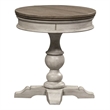 Heartland Off White Wood Round Pedestal Chair Side Table