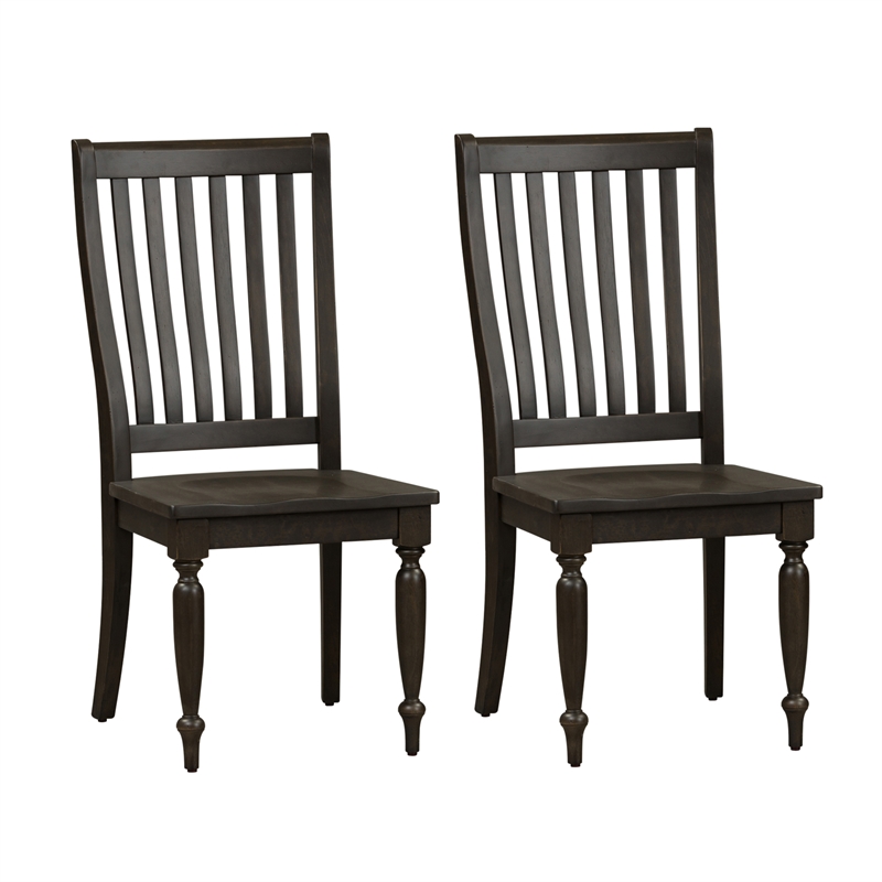 Harvest Home Black Slat Back Side Chair (RTA)-Set of 2
