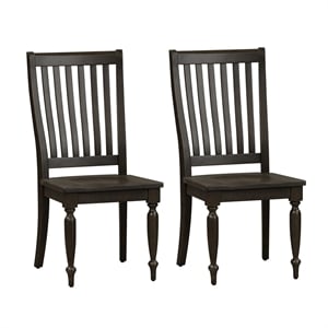 Harvest Home Black Slat Back Side Chair (RTA)-Set of 2