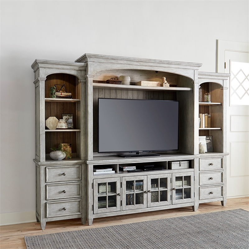 Heartland White Entertainment Center with Piers