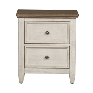 Heartland White 2 Drawer Night Stand w/ Charging Station