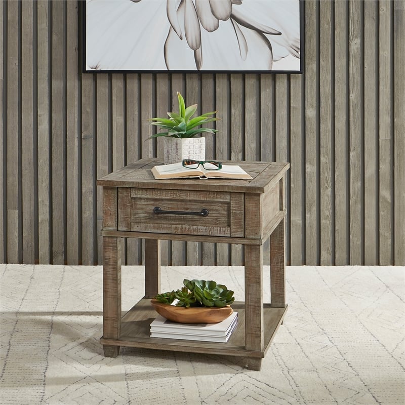 Parkland Falls Light Brown Rectangular End Table