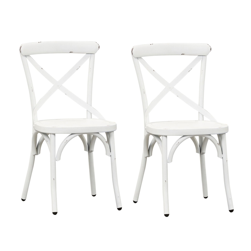Liberty Furniture Vintage Series X Back, Antique White Cross Back Dining Chairs