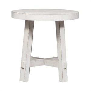 Modern Farmhouse White Splay Leg Round End Table