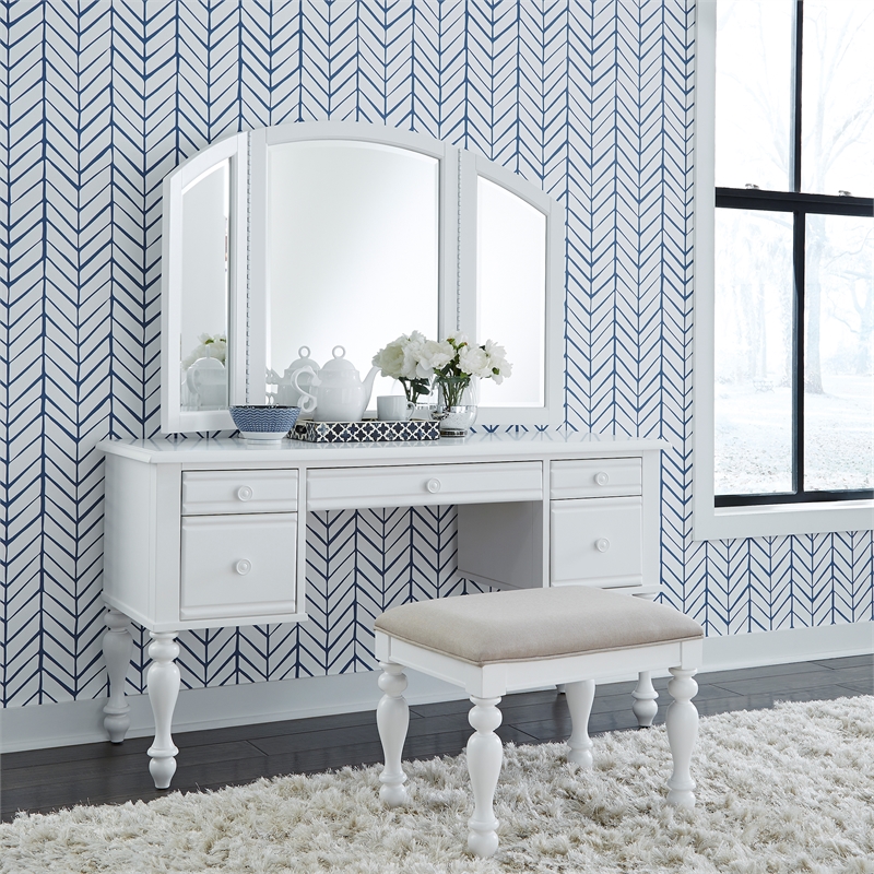 Summer House I White Vanity Stool