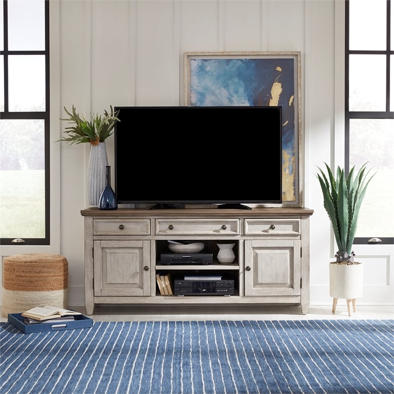Liberty Furniture Heartland 66 Inch Tile TV Console - Antique White