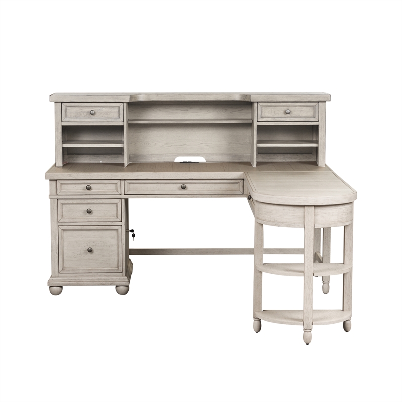Liberty Furniture Harvest Home L Shaped Desk Set in White - 979-HO-LSD