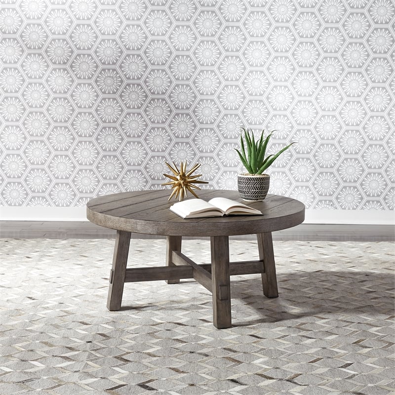 Liberty Furniture Modern Farmhouse Splay Leg Round Cocktail Table