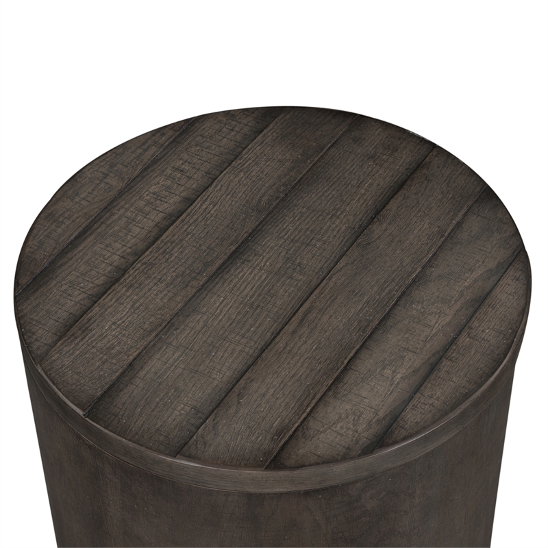 Modern Farmhouse Dark Gray Drum End Table