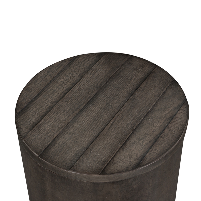 Modern Farmhouse Dark Gray Drum End Table