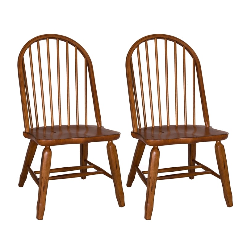 Treasures Medium Brown Bow Back Side Chair -  Oak-Set of 2