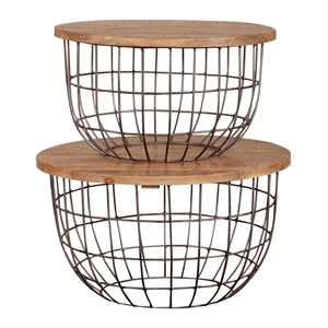 liberty furniture akins brown metal nesting caged accent tables