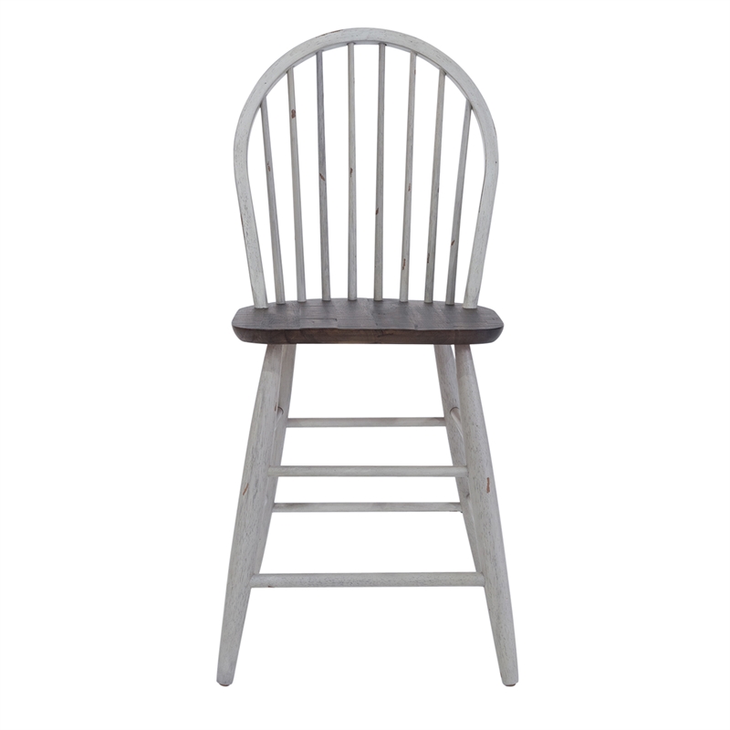 Farmhouse White Windsor Back Counter Chair- Set of 2