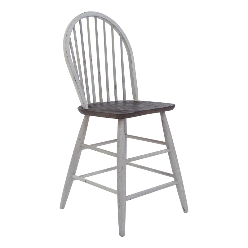 Farmhouse White Windsor Back Counter Chair- Set of 2