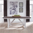 Farmhouse Transitional Rubberwood White Fixed Top Trestle Table