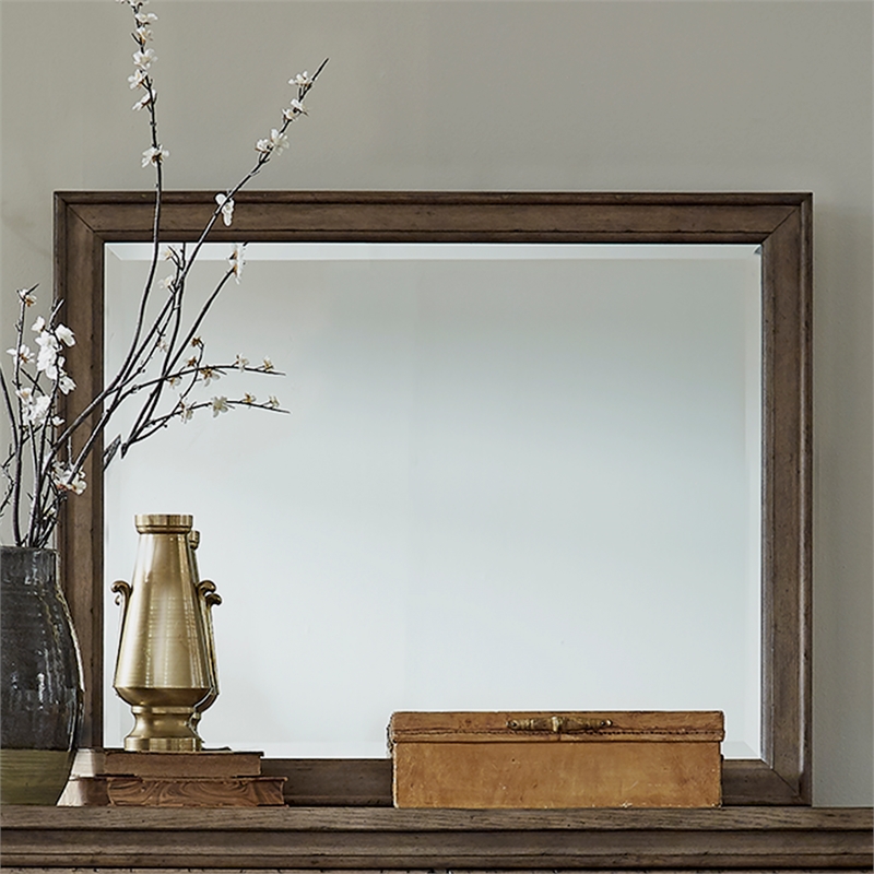 Americana Farmhouse Landscape Mirror - Dusty Taupe