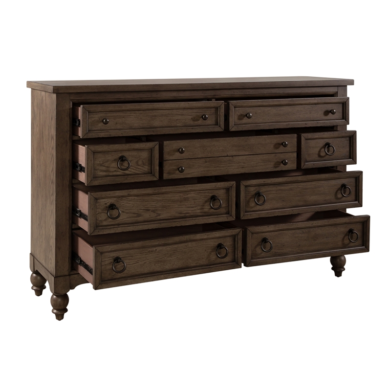 Americana Farmhouse 9 Drawer Dresser - Dusty Taupe