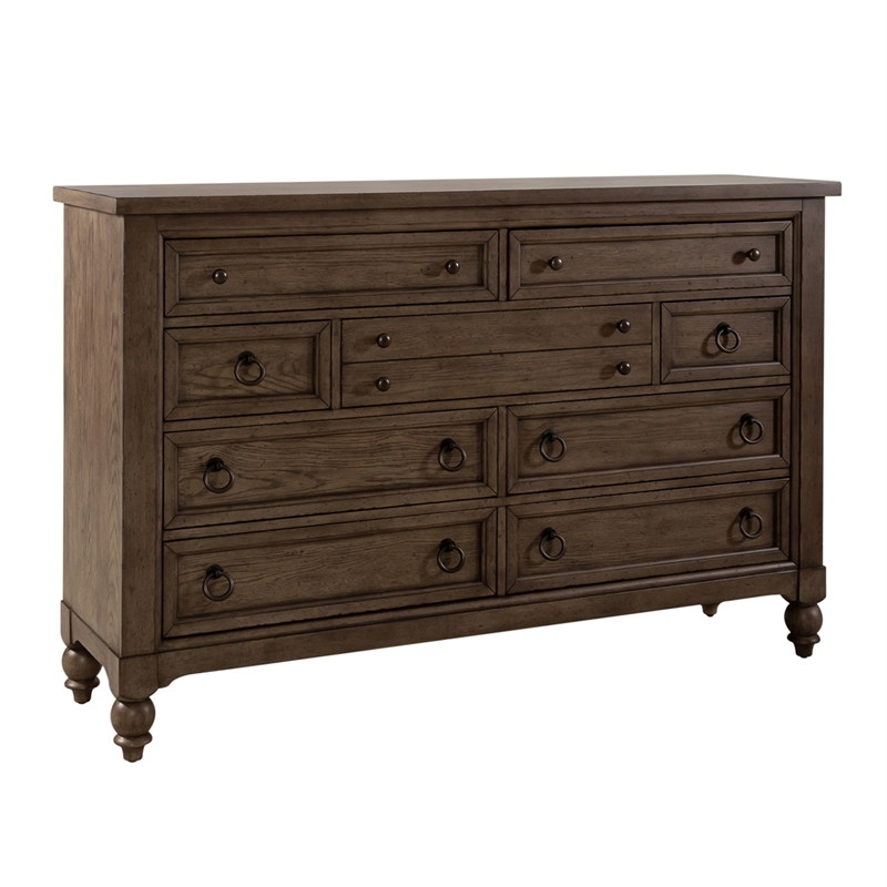 Americana Farmhouse 9 Drawer Dresser - Dusty Taupe