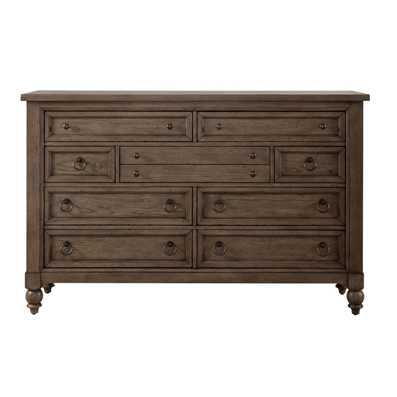 Americana Farmhouse 9 Drawer Dresser - Dusty Taupe