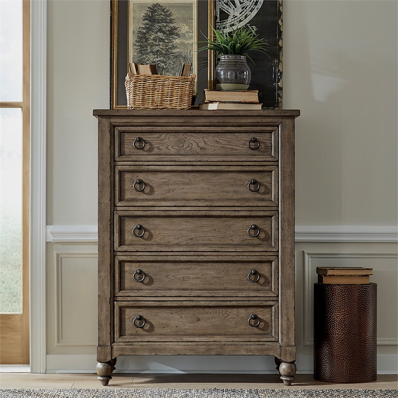 Americana Farmhouse 5 Drawer Chest - Dusty Taupe