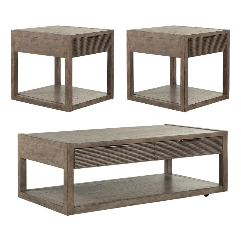 Bartlett Field Contemporary Wood 3 Piece Set (1-Cocktail 2-End Tables)