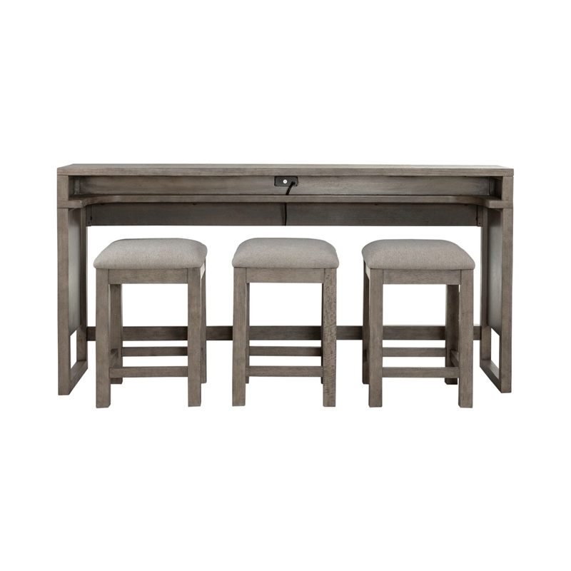 Bartlett Field Contemporary Wood 4 Piece Console Table Set in Driftwood