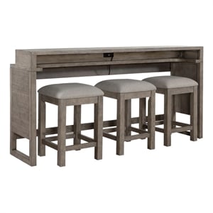 Bartlett Field Contemporary Wood 4 Piece Console Table Set in Driftwood